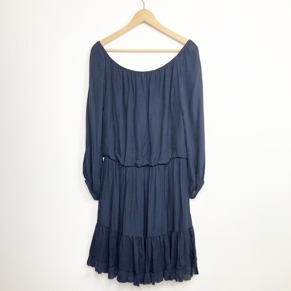 KOBI Halperin Navy blue tiered, pablum him off the shoulder, mini dress - Picture 4 of 13